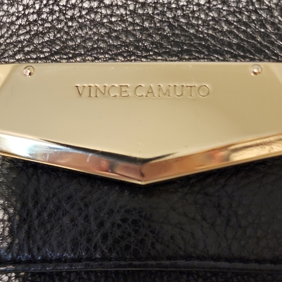 Vince Camuto Black Leather Bag with Gold Detail - Picture 1 of 8